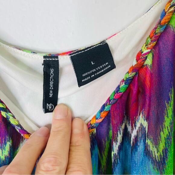 New Directions pink blue green Pride chiffon maxi boho festival dress large - Picture 7 of 7